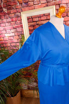 80er Jahre Wickelkleid blau