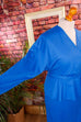 80er Jahre Wickelkleid blau