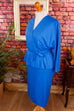 80er Jahre Wickelkleid blau
