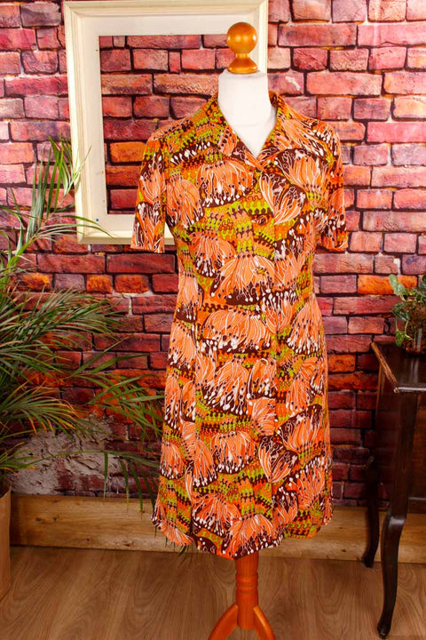 70s Schlagerkleid orange