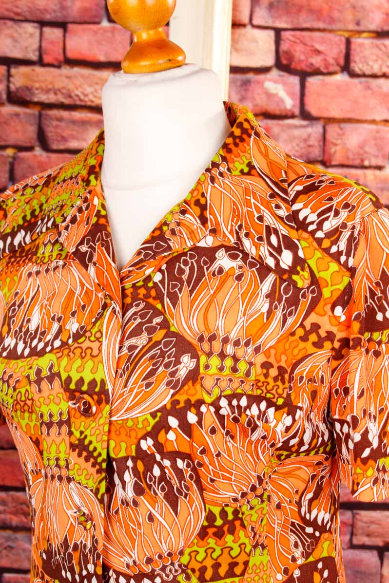 70s Schlagerkleid orange