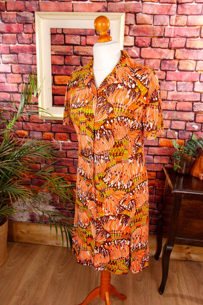 70s Schlagerkleid orange