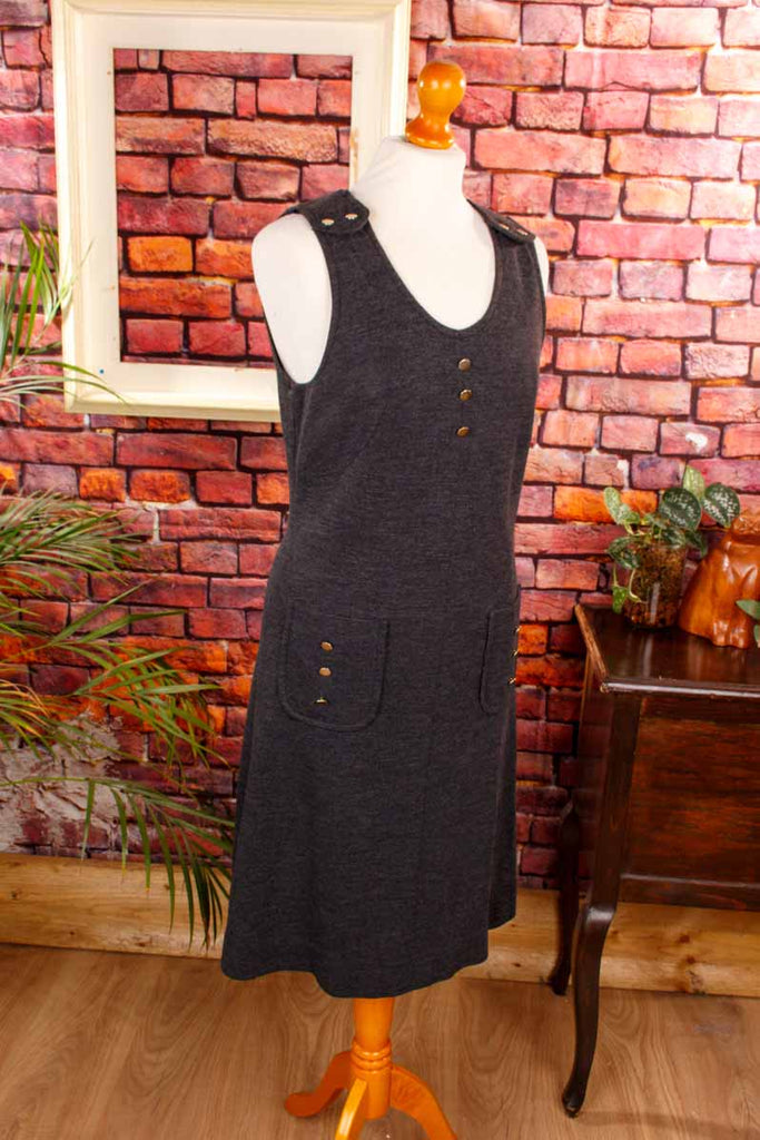 70s Latzkleid grau