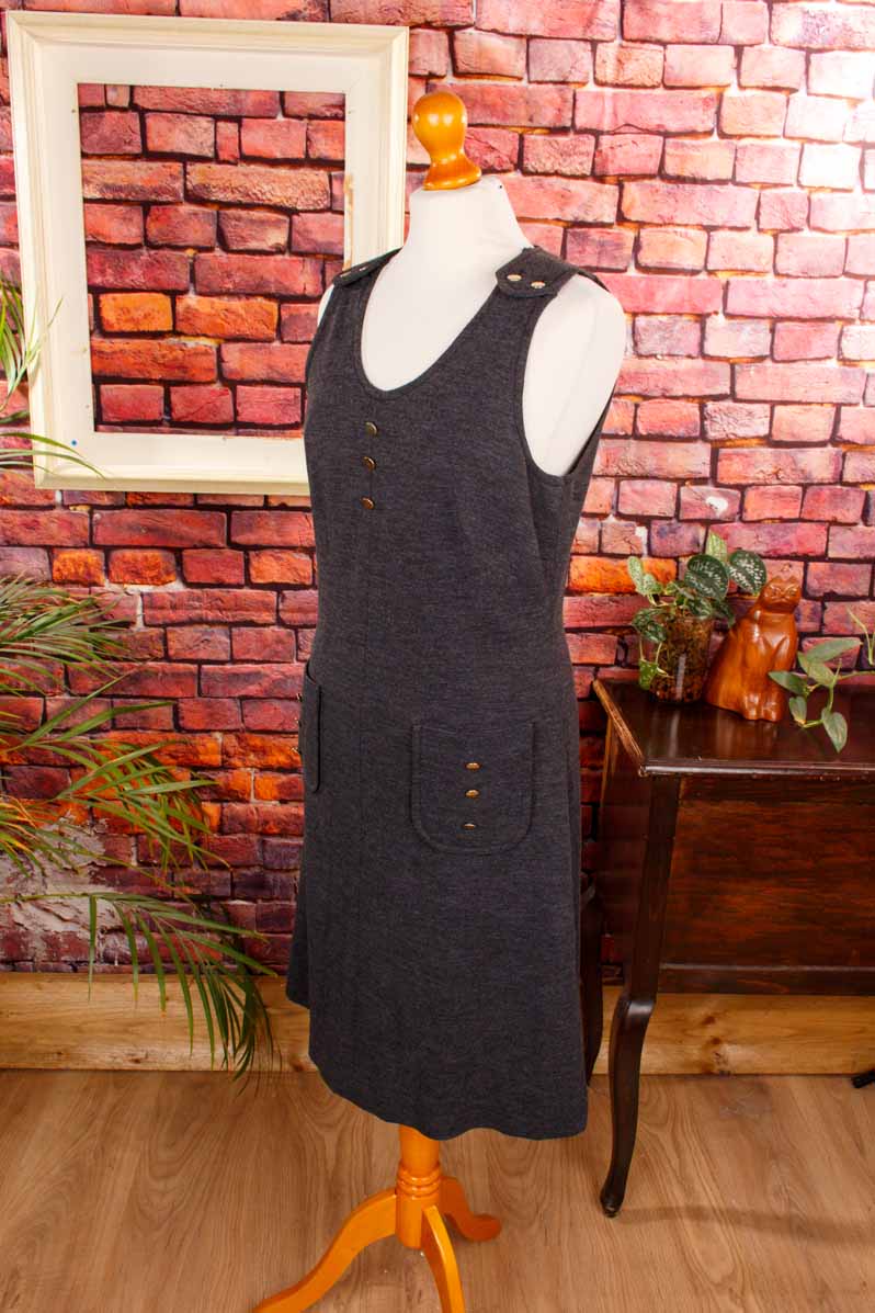 70s Latzkleid grau