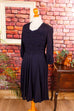 50s Tanzkleid Strukturstoff marine