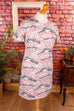 70s Wollmixkleid rosa gemustert