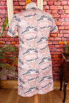 70s Wollmixkleid rosa gemustert