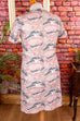 70s Wollmixkleid rosa gemustert
