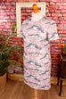 70s Wollmixkleid rosa gemustert