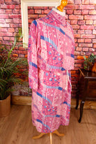 80s Hauskleid asymmetrisch pink