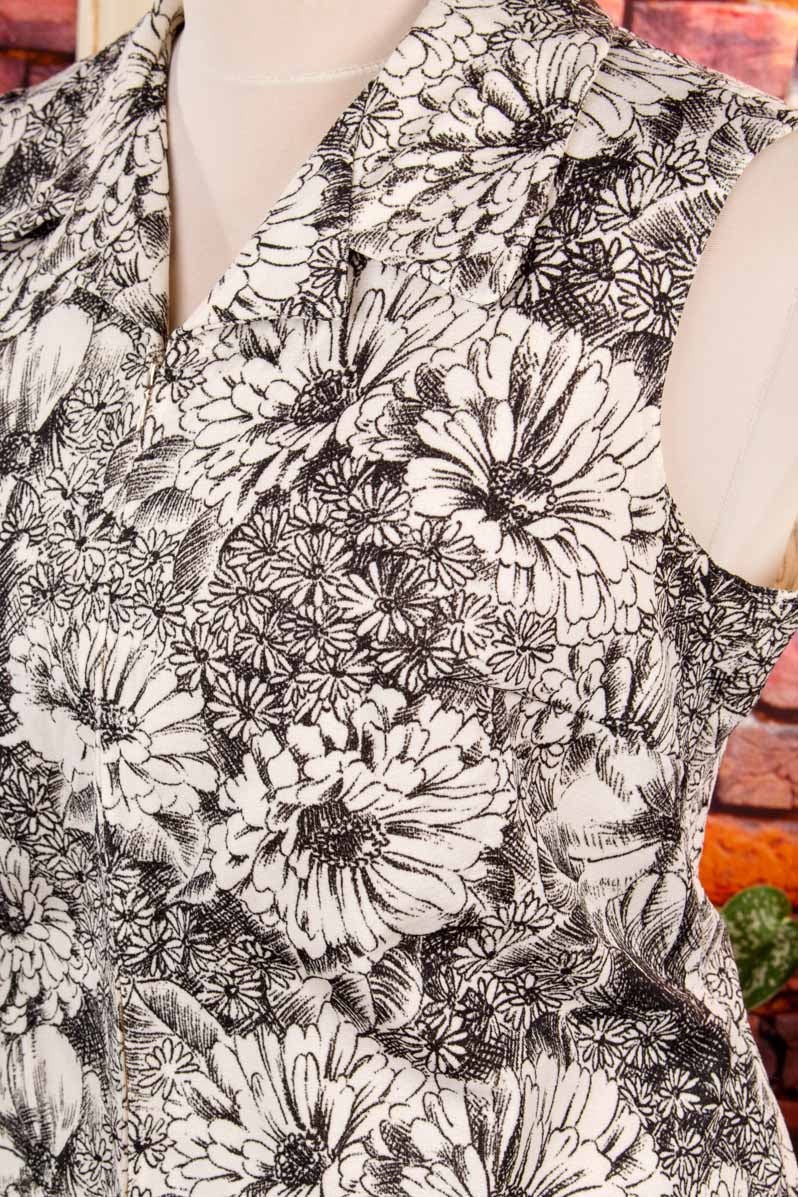 Stretchkleid schwarz weiß Blumen