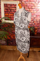 Stretchkleid schwarz weiß Blumen