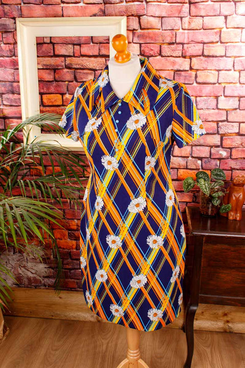 70s Disco Kleid bunt Streifen