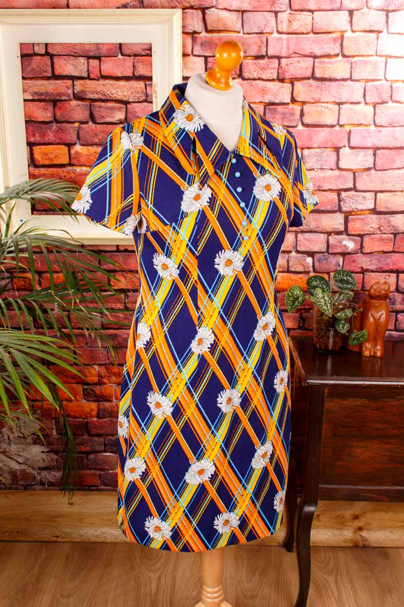 70s Disco Kleid bunt Streifen