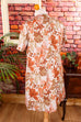 60s Brokatkleid gold braun Blumen