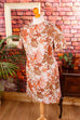60s Brokatkleid gold braun Blumen
