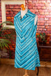 70s Disco Kleid türkis Brokat