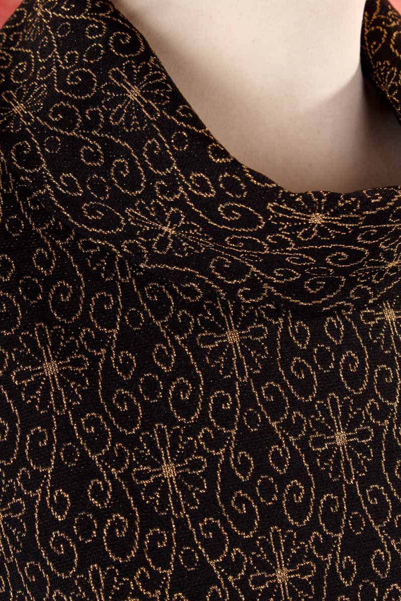70er Abendkleid schwarz gold