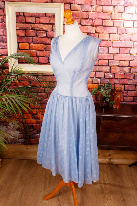 50s Sommerkleid blau