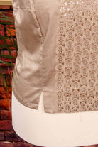 60s Bluse beige Lochspitze