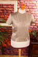 60s Bluse beige Lochspitze