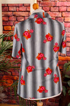 70s Bluse Streifen und Blumen