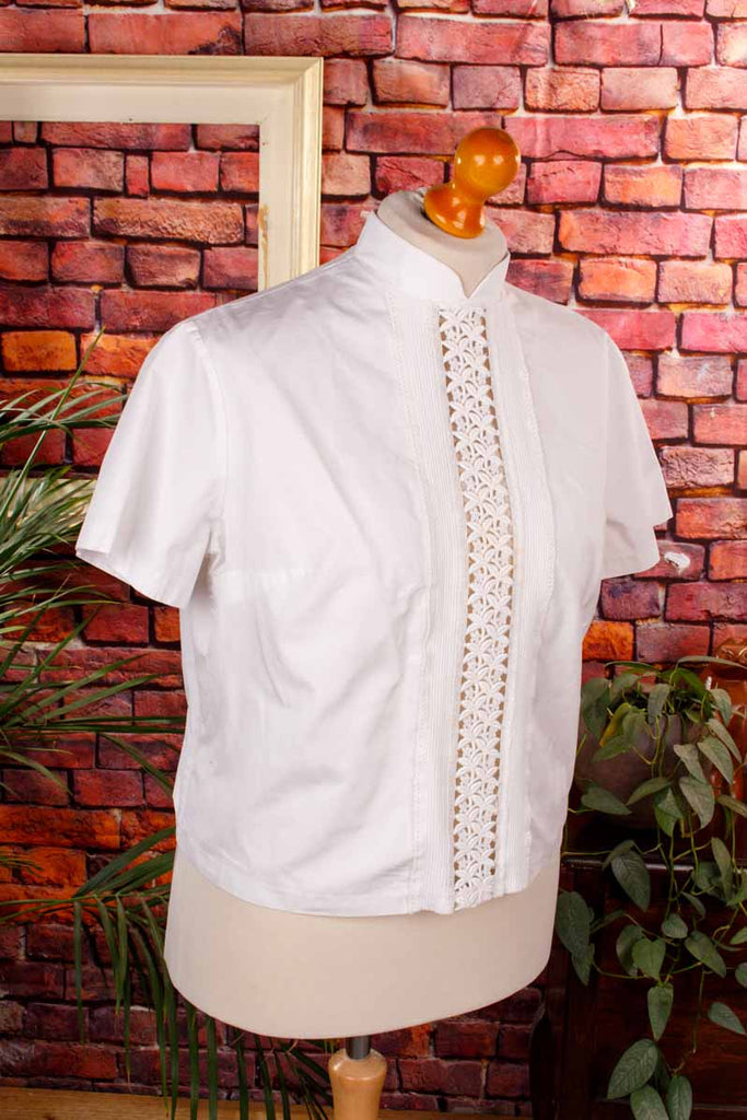 Baumwollbluse weiß + Spitze