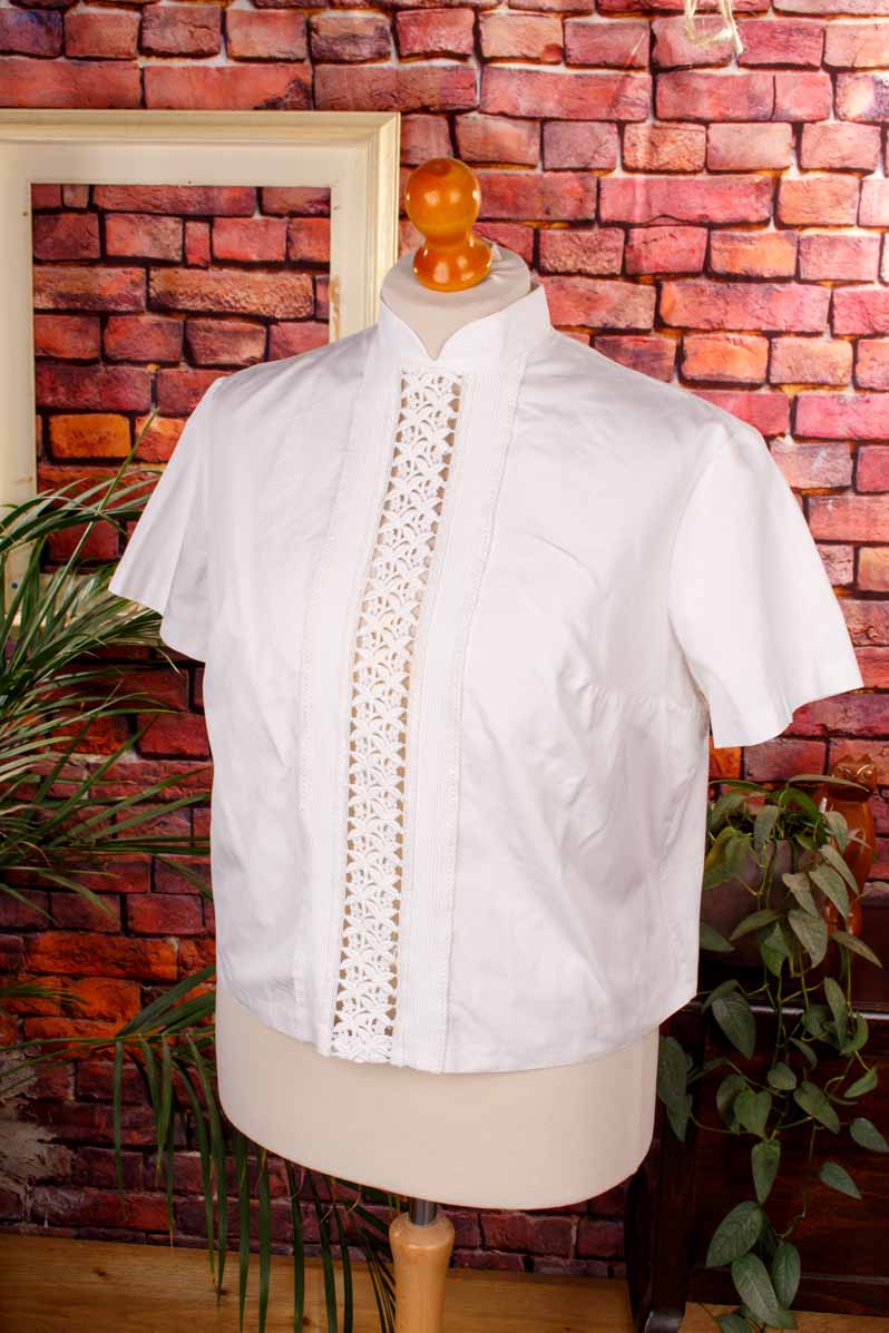 Baumwollbluse weiß + Spitze