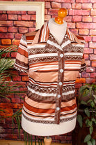 Vintage Stretchbluse braun Muster