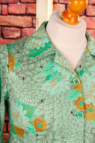 Schlager Bluse grün Muster