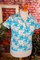DDR Bluse türkis Muster