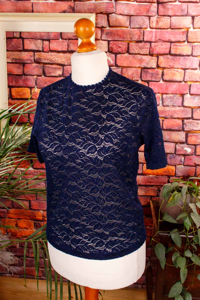 Spitzenbluse marineblau