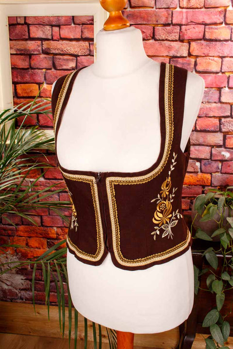 Dirndl Mieder braun bestickt