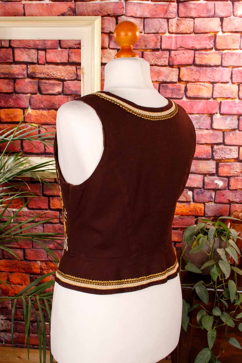 Dirndl Mieder braun bestickt