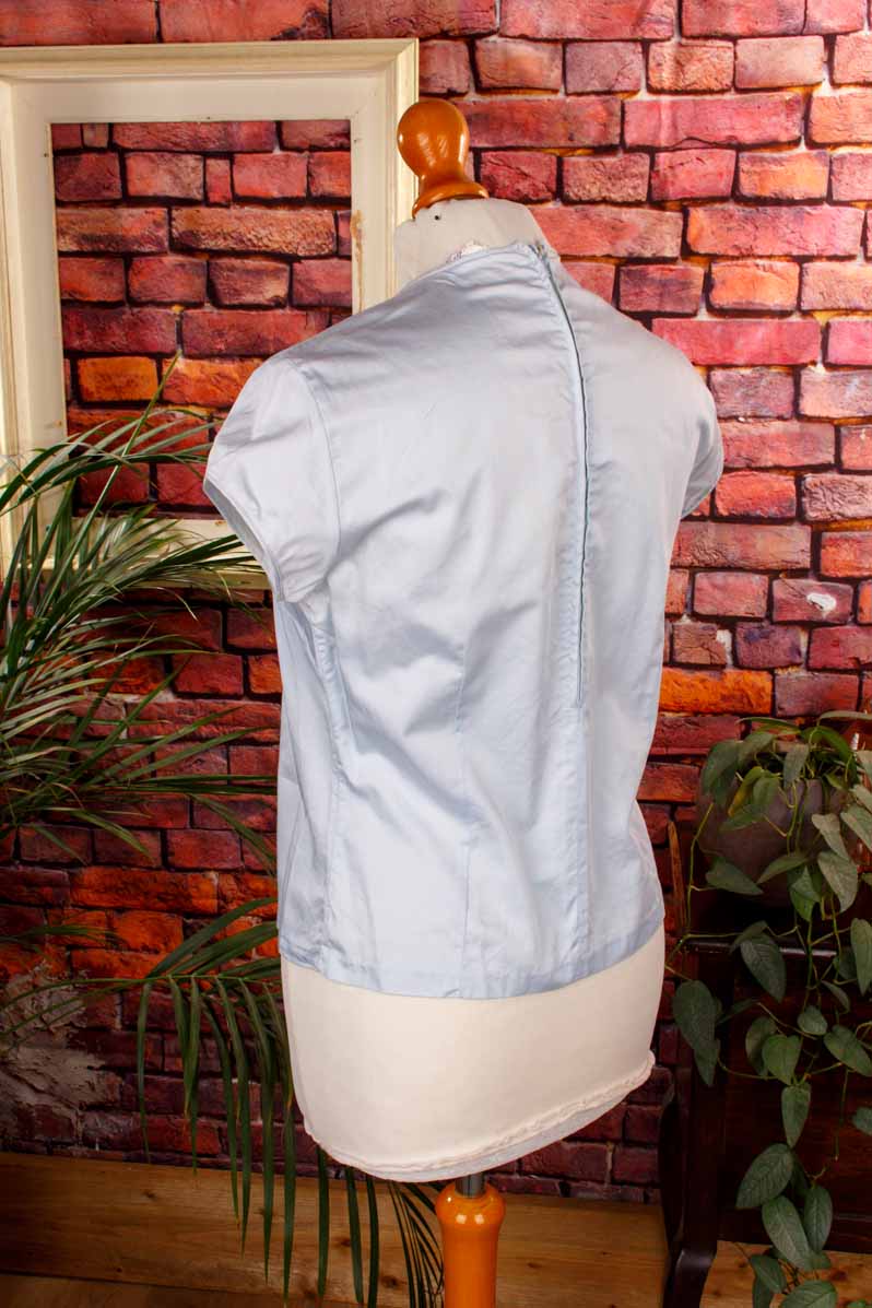Baumwolle Top babyblau Spitze