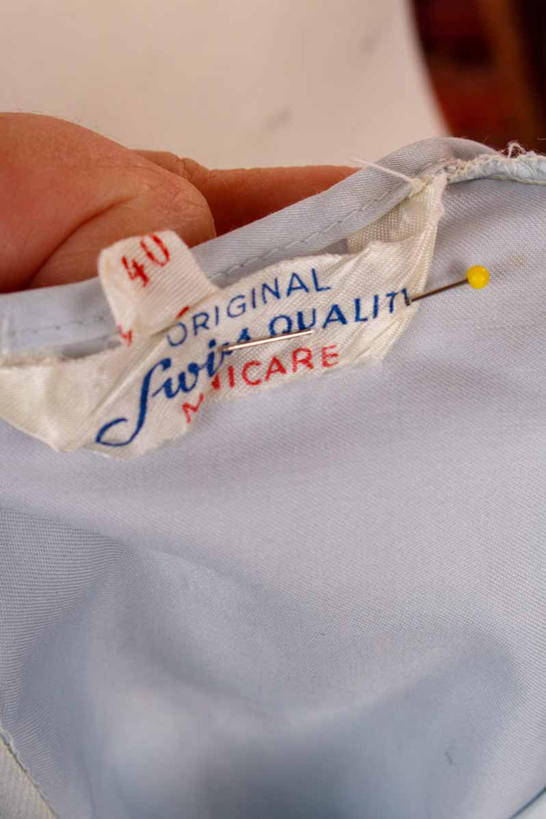 Baumwolle Top babyblau Spitze