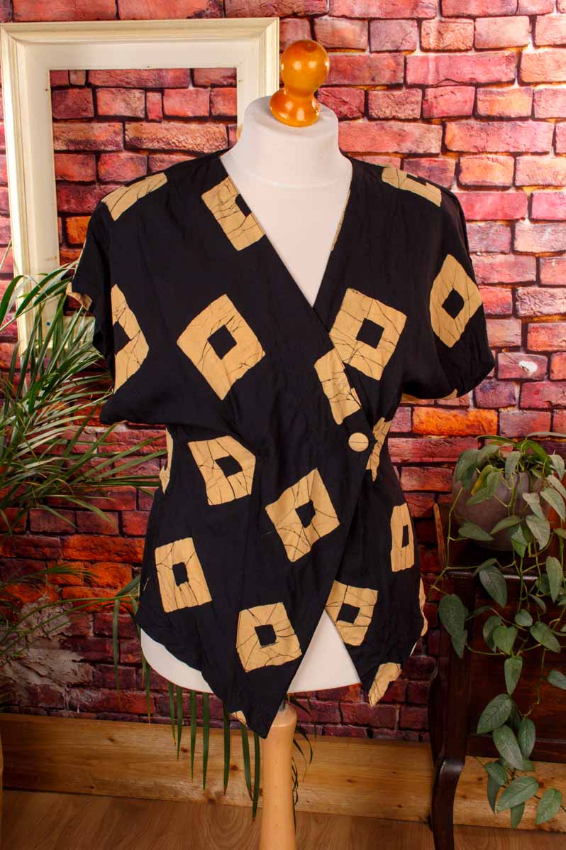 Wickelbluse schwarz beige