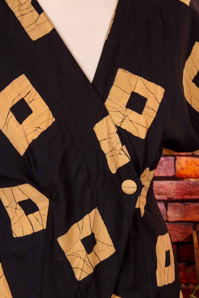 Wickelbluse schwarz beige