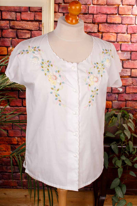 Boho Bluse weiß bestickt