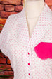 80s Disco Bluse weiß pink Punkte