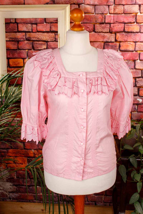 süße Landhaus Bluse rosa Herzchen