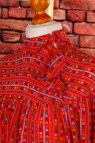 asymmetrische Seidenbluse rot bunt