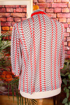 zarte Vintage Bluse rot grau Muster