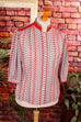 zarte Vintage Bluse rot grau Muster