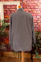 silbergraue Bluse bestickt