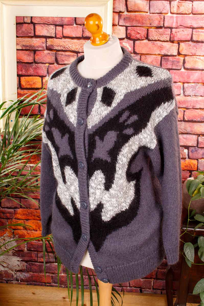 Vintage Mohair Strickjacke grau