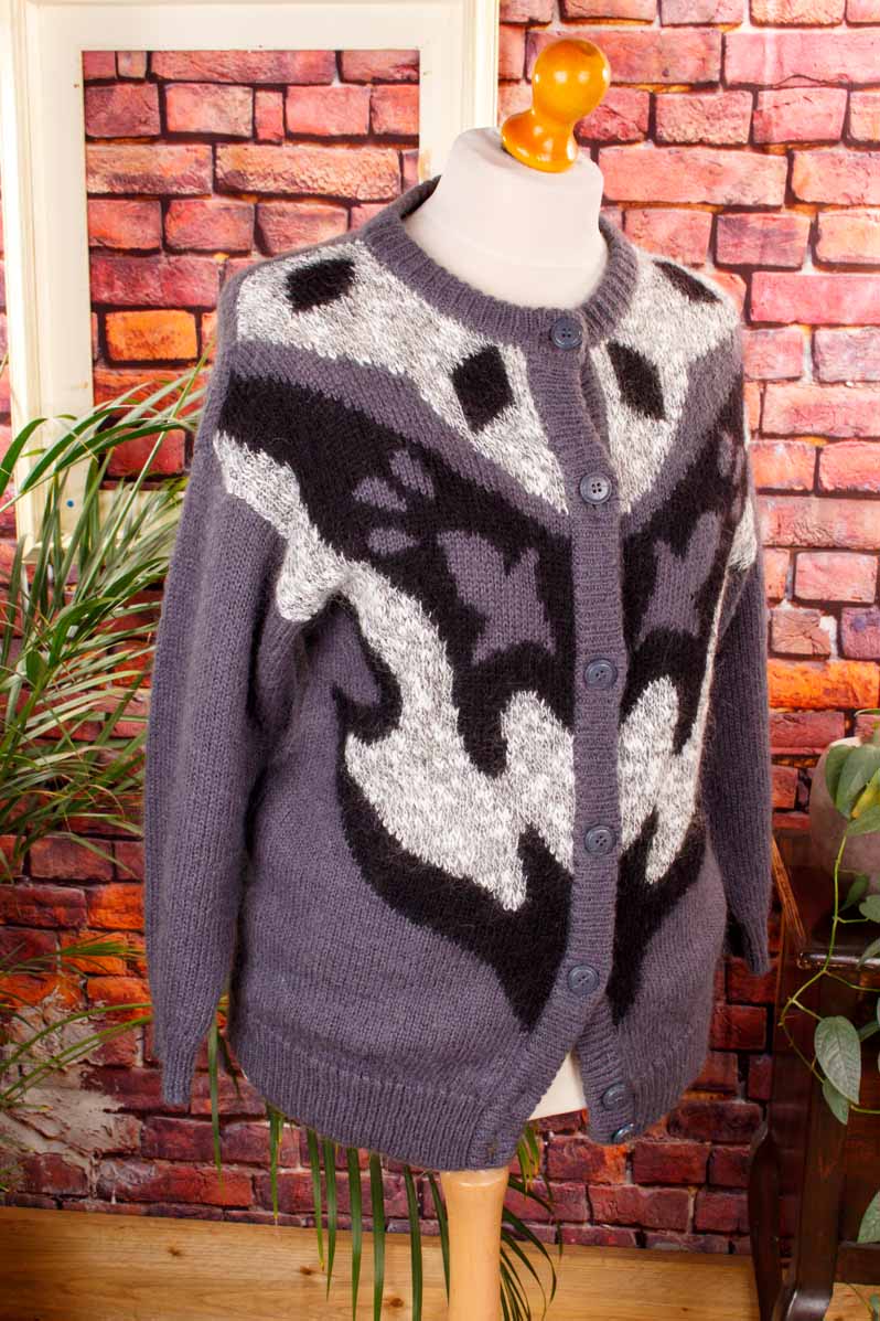 Vintage Mohair Strickjacke grau