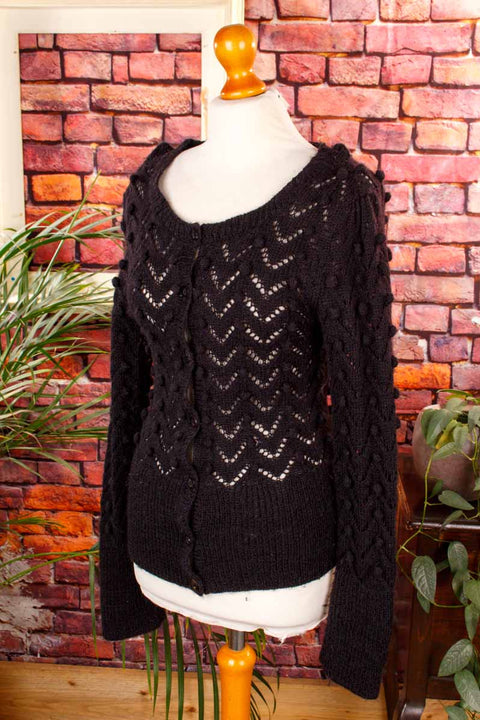handgestrickte Strickjacke schwarz