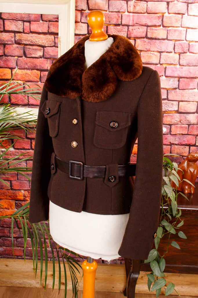 Wolle Lammfelljacke braun