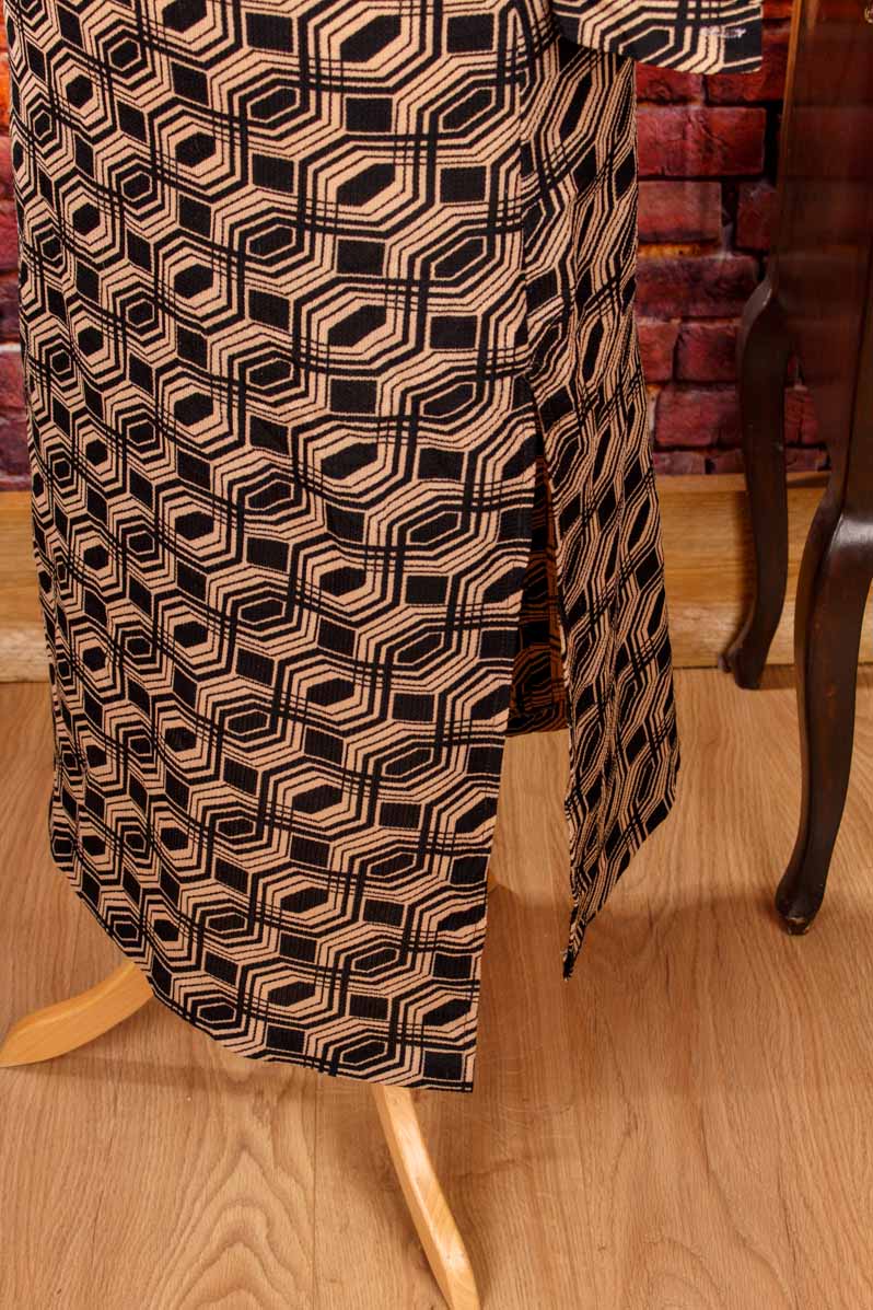 Vintage Wabenkleid beige-braun